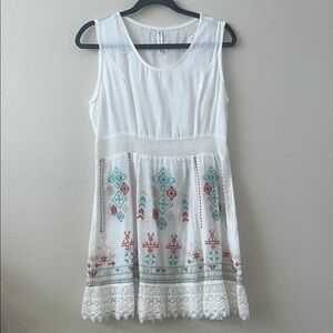 Embroidered White Mini Dress